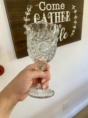 Hobstar Goblets – Vintage-Inspired Cut Glass, 12 oz Clear Pressed Crystal