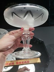 2 Compotes Bowl Blown Flint Glass Crystal Satin Frosted Boston & Sandwich 1800’s