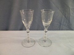 Pair Set of 2 Libbey Clear Glass Rock Sharpe Cordials Small Wine Goblets