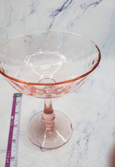 Vintage Pink Depression Glass Stem Diamond Pattern Cocktail Wine Glass