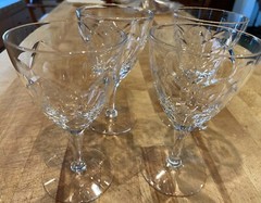 Four (4) Fostoria «Berkeley» Cut Glass, 5 3/4″ tall Crystal Claret Wine Glasses