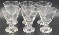 6 Anchor Hocking Glass Bubble BERWICK BOOPIE Laurel Leaf 3.75″ Liquor Cocktail.