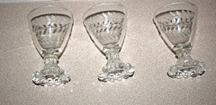 Vintage Anchor Hocking 3 7/8”BOOPIE Etched Laurel Leaf Glasses set of 3 (OF)