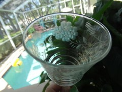 MCM Rock Sharpe Clear Crystal Gray Cut Water Goblet 3005-6 Excel Used Cond.