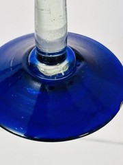 Mexican Hand Painted Hand Blown Wine Goblets Cobalt Blue Dolphins- Set of 2