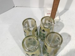 Vintage Set Of 4 Glasses With Ivy Plants Garden Trellis Glasses