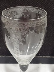 PAIR-2- FOSTORIA PERSIAN 6 3/4″ ETCHED WATER GLASSES GOBLETS 1927