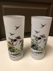 Set of 2 Vintage Libbey White Frosted Iced Tea Glasses Southern Belle 1940’s