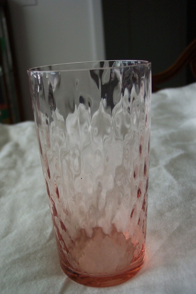 Fry Crystal Pink Elegant Glass Diamond Optic 10 oz. Flat Tumbler FREE SHIPPING
