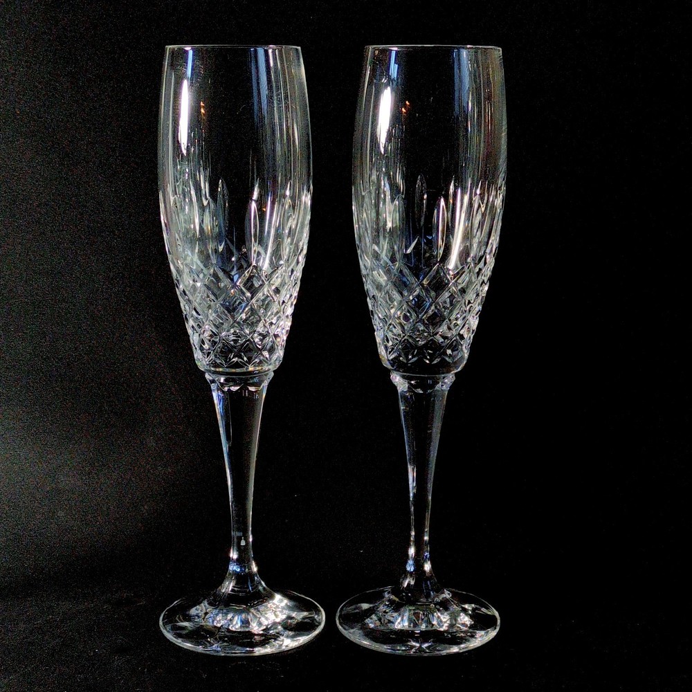 MIKASA COVENTRY CHAMPAGNE FLUTES, Cut Lead Crystal, 10″, 8 Oz, SLOVENIA, 2PCS