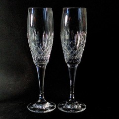 MIKASA COVENTRY CHAMPAGNE FLUTES, Cut Lead Crystal, 10″, 8 Oz, SLOVENIA, 2PCS