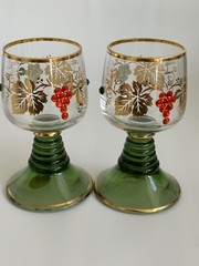 Vintage Cordial Glasses Footed Beehive Stem 3 1/2” Jeweled West Germany