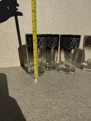 Vintage VITREON QUEENS LUSTERWARE Highball Glasses Silver Fade Barware 6pc