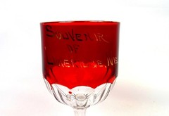 EAPG US Glass Miotin Colonial Ruby Stain 6″ Limeridge Wis Souvenir Goblet 1900-