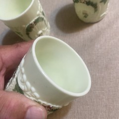 3 Rare Antique Uranium Custard Glass Northwood Geneva Tumblers c1901 buy 1 or 3