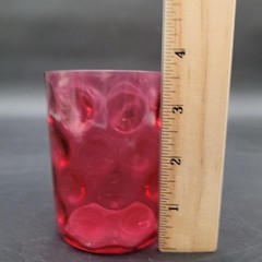 Vintage c.1960 L.G. Wright Cranberry Red Inverted Thumbprint Juice Glass Tumbler