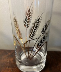 Vintage MCM Set Of 3 Homer Laughlin 22k Golden Wheat Pattern 12 oz Glasses 5.5in