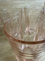 IKEA Pokal Pink Nine Paneled Tumblers/Drinking Glasses Vintage Set of 4 ITALY