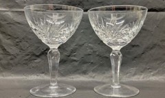 crystal wine glasses Pair Etched High Quality 4.5 Tall waterford quality # 2582