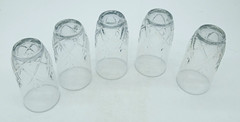 Vintage Crystal Tumblers Etched Wheat Pattern Light Iridescence 6″ Set of 5