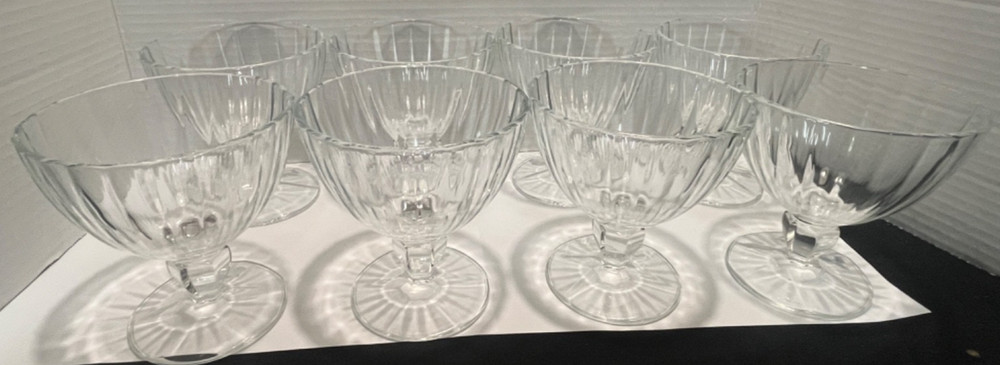 Set of 8 Crystal d’Arques Durand Quadro Sherbet Dessert Cups France Glass