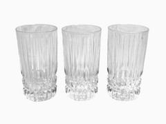 Vtg Set of 3 Fostoria Heritage Clear Highball Glass/Tumblers 5 ½” Clear Crystal