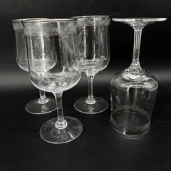 Lenox Moonspun Etched Platinum Rim Crystal Set Of 4 Water Goblets 7 1/8”