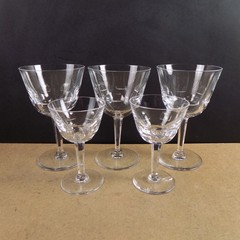 5pc Orrefors Crystal Bernadotte 3 Water Goblets 2 Wine Glasses Sweden Vintage