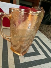 Jeannette Glass FLORAGOLD Louisa Marigold Iridescent Tall Ice Lip Water Pitcher
