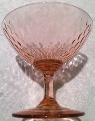 1 Fenton Diamond Optic-Pink Low Footed Sherbet/Champagne Glass 1927-1937