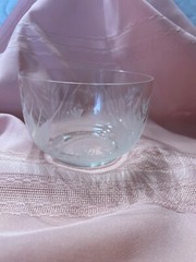 Antique Copper Wheel Etched Glass bowl 3” Inches Tall 4 5/8” D Garden Pattern