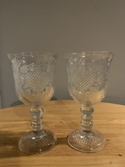 Vintage 2 Avon Fostoria Hearts And Diamonds Water / Wine Goblets