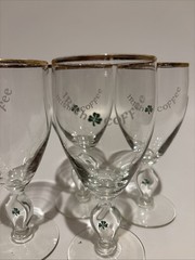 Irish Coffee Glasses Set of 4 Gold Rim Shamrock Design Decorative Glass