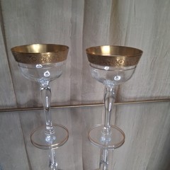 Tiffin Franciscan Minton Optic Paneled Gold Rimmed Champagne Sherbet Glasses