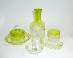 Rare Set 6-pc. Baccarat France about 1880 Crystal Ring Stand Carafe