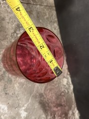 vintage L.G. Wright Cranberry Thumbprint (or Coin Optic) glass tumbler.