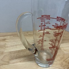 Glass Cocktail Recipe Pitcher w/ Handle & Spout