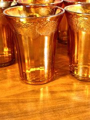 Hazel Atlas Set of 10 Juice Glasses Pattern Fruitful (Marigold Carnival)