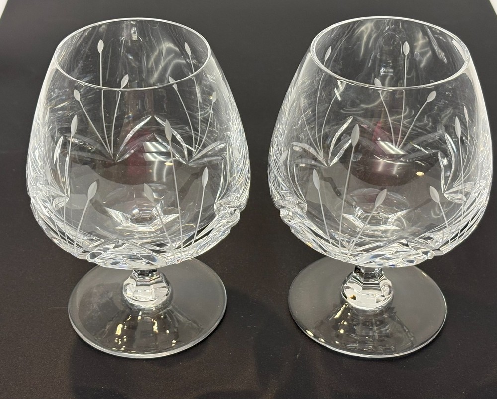 Mikasa 2 Crystal Cognac/Brandy Snifter Etched Glass Petit Point Retired Austria