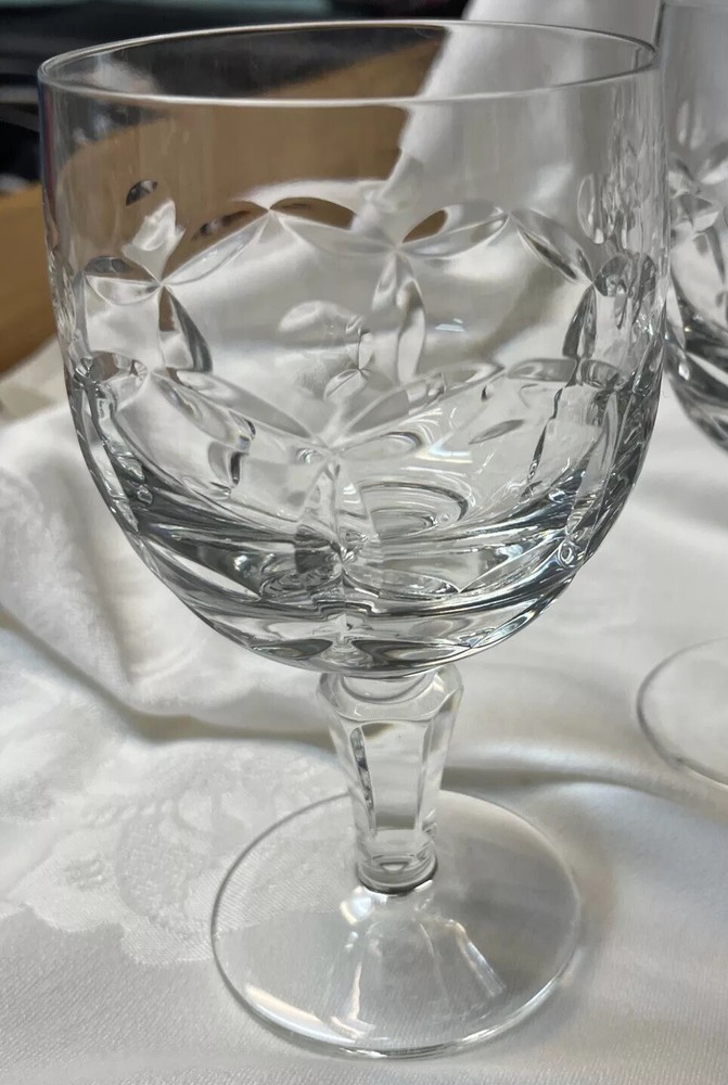 Atlantis Faro Water Goblet Cut Crystal Portugal Rare EUC