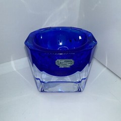 J G Durand Cobalt Blue and Clear Double Cased Master Salt Cellar France