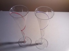 unique red & blue Wine Glass Goblet 10″ Tall Long Stem Glasses elegant nice