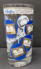 Blue Chip Stock Market Barware MCM Set 4 Rocks Glasses Georges Briard Style Rare
