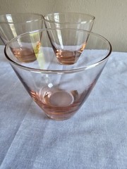 Set Of 4 Vintage Light Pink 12oz Drinking Glasses Barware Glassware