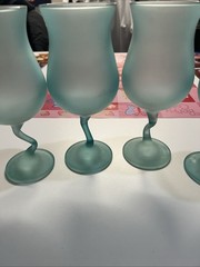 Set of 6 Vintage Libbey Z Stem Glasses Frosted Satin Pastel Wine Drinkware Party