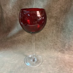 Lenox crystal Tuscany holiday balloon wine stem red bowl 8 1/2 inches tall