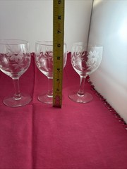 Vintage Fine Floral Cut Crystal Wine Goblets Glasses set of 5