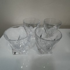 Lot Of 4 Mikasa Crystal Double Old Fashioned Whiskey Motion Round Glasses