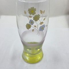 Libbey Dogwood Floral 16oz Drinking Glass Pink Frost Avocado Color Base Retro