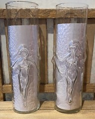 Vintage Libbey MCM Naked High Ball Glasses Set of 2 La Femme Nude Dancing Female